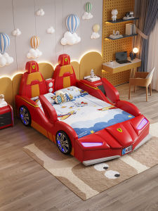 Small Apartment Childrens Bed Boy Bed for Car Boy 1 M 5 Creative Solid Wood Bed Baby Single Bed Racing Double Bed