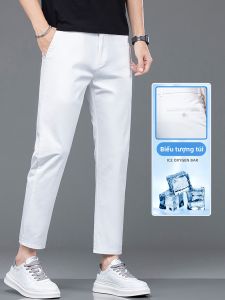JIEKOU | Quần Tây Nam Mỏng Hơi Lụa Dáng Thẳng Ôm Dáng Trắng