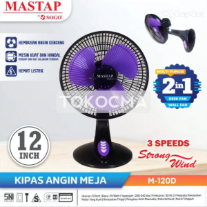 Mastap Kipas Angin Meja Dinding 2in1 12Inch M-120D Desk Fan Wall Fan Kecepatan 3 Speed LOWMEDHIGH