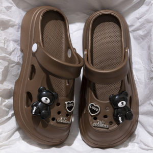 รองเท้าแตะส้นหนาสำหรับผู้หญิงในช่วงฤดูร้อน รองเท้าแตะชายหาดแบบมีสายรัดส้นเท้าป้องกันการลื่น รองเท้าแตะ Mary Janes แบบมีรูปผีเสื้อ รองเท้าแตะ EVA