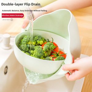 anya | Double Layer Flipping Vegetable Washing Basket