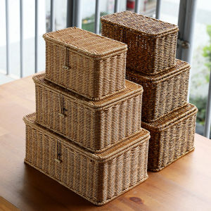 Rattan-Style European Lidded Storage Box
