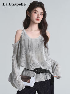 La Chapelle | Shoulder-baring Lace Hollow-out Long Sleeve Sun-protection Knitwear