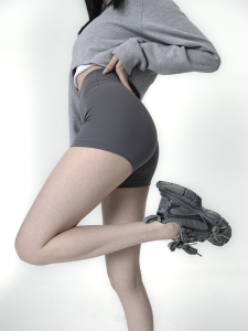 Spring Summer Ultra Short Fleece Yoga Pants Womens Fitness Sporty Bottoms High Waist Stretchy Three-quarter Length Tights