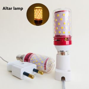 Altar Lamp 4inch/Electric Candle Light With Plug Wire/Single Praying Lamp E14 7W Warm White Lights