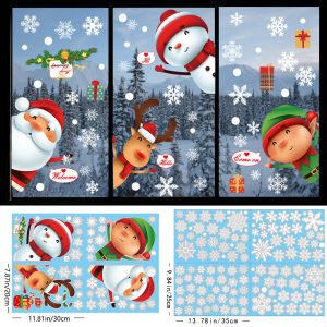 other | 8Sheets PVC Decals 3D Gold Christmas Static Cling Window Stickers Santa Snowman Xmas Tree Snowflake Reusable Holiday Glass Decor