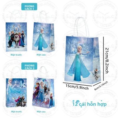 Hasbro | Túi Quà Giấy Kraft Chủ Đề Nữ Hoàng Băng Giá Elsa Có Quai Xách 12 Chiếc Dùng Làm Quà Tặng Cho Tiệc Sinh Nhật Tiệc Chào Đón Em Bé Trang Trí Tiệc Ngày Thiếu Nhi
