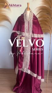 Mukena Velvet Premium Silk Jumbo Mukenah Renda Dewasa Mewah Traveling 2in1 Resleting Dagu Velvo Series by Akhtara