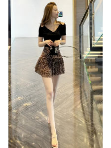 High Waist A-Line Mini Skirt Womens Design Sensation Leopard Print Short Cake Style Half Body Skirt Summer New Arrival