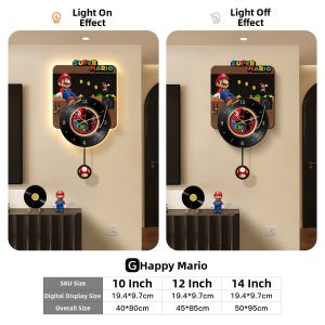 HAOJIUBUJIAN | Cartoon Retro Mario Wall Clock Silent