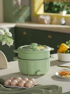 one-pot electric frying pan for 2-5 people with non-stick coating and large capacity, suitable for students and dormitories