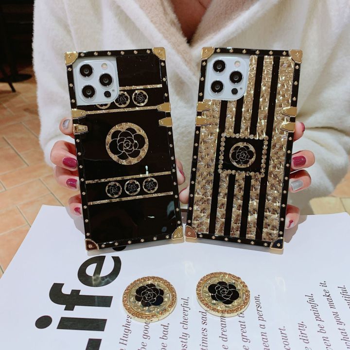 TYH Fashion Glitter Plaid Flower Phone Cases For Honor X8 X9 X7 X6 X40 GT X40i X30i X30 Max X20 X20SE 5G 4G Anti-vibration case Finger ring bracket quadrilateral anti-drop casing