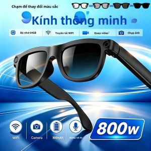 Kính Thông Minh 800W Với Camera HD 1080P Chống Rung EIS Tròng Kính Đổi Màu Dịch Thuật AI Gọi HD Qua Bluetooth - Kính Quay Video Đeo Được