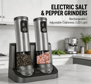 Automatic Salt and Pepper Grinder Set Rechargeable Base LED Display Kitchen Utensils Spice Processing Tool