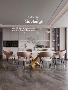 เก้าอี้ทานอาหารสไตล์อิตาลีหรูหรา ดีไซน์เรียบง่าย ห้องตัวอย่างโรงแรม ห้องนั่งเล่น ร้านอาหาร บ้าน โซฟาหนัง หุ้มหนัง PU ที่ปรับได้