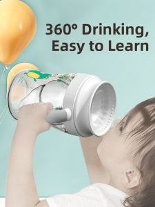 Baby Toddler Learning to Drink Cup Wide Mouth Drinking Milk Cup Children Water Cup Beiyou Brand Tritan Material Cartoon Element