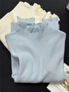 HUOLISI | Pastel Blue Half-Neck Senior Knitted Top