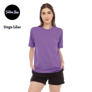 Kaos Polos Wanita Oneck Lengan Pendek Bahan Katun Combed 30s Warna Ungu Lilac
