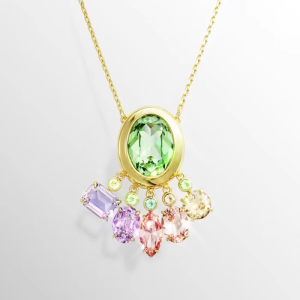 Swarovski Gema Colored Crystal Pendant 925 Sterling Silver Necklace Elegant Birthday Gift for Women Gift Box Set XL-7690890342