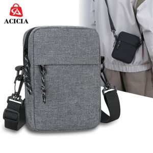Men Crossbody Bag Small Phone Bag Sling Wallet Pouch Multiple Compartment Plain Canvas Shoulder Bag Mini Messenger Bag for Women New Design
