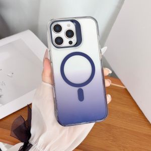 szhaiyu | Luxury Gradient Magnetic Phone Case For iPhone 18 Pro Max 17 16 15 Pro Plus 14 13 With Camera Folding Stand Shockproof Cover