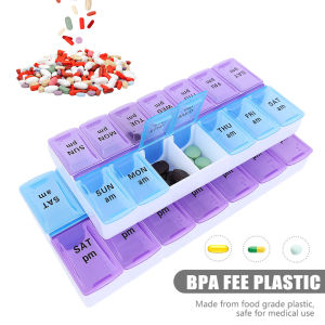 Weekly Pill Organizer Arthritis Friendly /BPA Free Travel 14/7 Day Pill Box Case to Hold Vitamins Medic