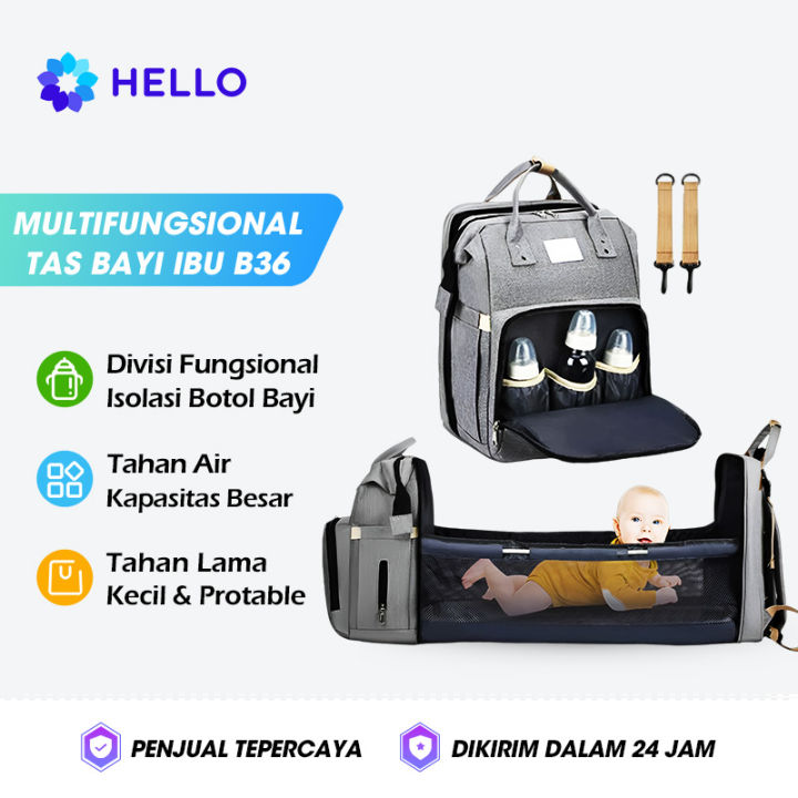 HELLO Tas Bayi Multifungsi Tas Perlengkapan Bayi Multifungsi 2in1 Kasur Tidur Tas Ransel Diaper Bag Tempat tidur lipat Baby diapers bag Perawatan tas Perlengkapan Ransel Backpack B36 Lazada