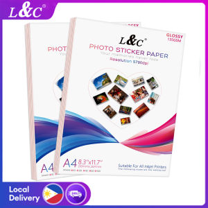 【PH Ready Stock】L&C Glossy Photo Sticker A4 Size Inkjet Paper Sticker 135gsm Waterproof Self Adhesive PET High Gloss Copper/Bright Silver A4 3R 4R 5R Size