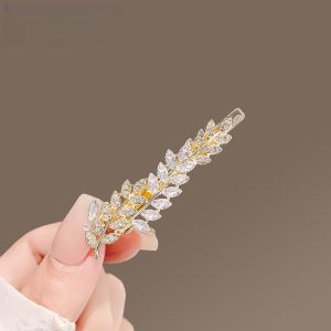 Elegant Water Diamond Wheat Ear Duckbill Hair Clip Womens Side Fresh Style Hair Clip Hair Card Headwear Bangs Clip Hair Breaking Clip