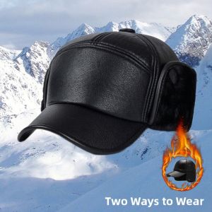Warm Elderly Mens Winter Baseball Cap with Ear Protection