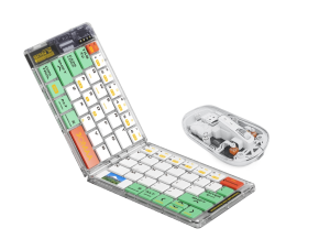 JOMAA | JOMAA Transparent Foldable Wireless Keyboard&Mouse2.4G&Bluetooth Full-Size Portable Travel Keyboard Set for Tablet Smartphone