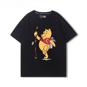 Winnie the Pooh Honey Cartoon Short-sleeved Summer Boys Girls and Childrens Versatile 100% Pure Cotton Cute Round-neck T-shirt
