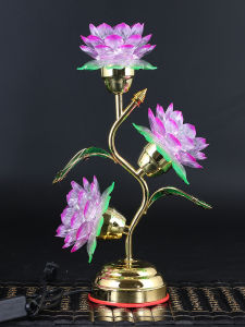 Modern Simple Lotus Light Buddhist Offering Lamp LED Colorful Plug-In Home Decorative Lamp Chinese Zen Style Holland Light