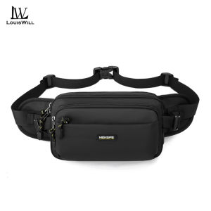 LouisWill Men Bag Nylon Chest Pack Multi-layer Chest Bag Crossbody Pack Zipper Waist Sports Bag Waterproof Bag Street Shoulder Bag Messenger Bag Travel Bag for Work or Business