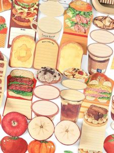 Infeelme Happy Food Time Writing Paper Small Foldable Sticky Notes Japanese Style Early Food Materials Simple Design Business Supplies