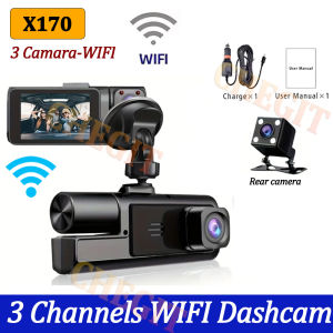 WIFI 3 Channel Dash Cam for Cars 1080P Car Camera Video Recorder 2LENS  option Rear View Camera Car DVR Black Box Car Assecories