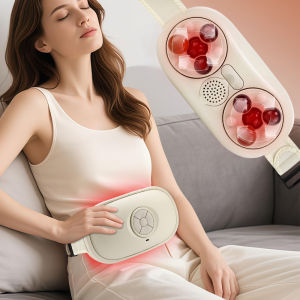 Electric Belly Shaking Massager Wireless Abdominal Massager 2 Levels Heated Fat Burner Multifunctional Rubbing Belly Instrument 3 Intensity Modes Bian Stone Kneading Anti Cellulite Remover for Flattening Belly