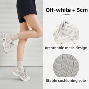 Josiny | Thick Sole Elevating White Womens Casual Shoes