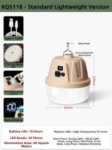 Long Battery High Capacity Magnetic Super Bright Camping Light