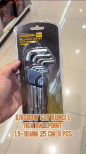 Krisbow Set Kunci L Hex Ballpoint 1.5-10mm 25cm 9 Pcs Lpbhs2