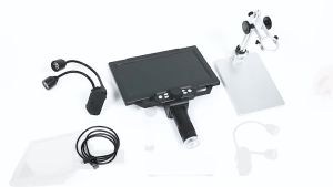 PENGIRIMAN JAKARTA: Meterk Mikroskop Digital 12MP 1600X dengan Monitor & Metal Stand G1600 / mikroskop digital buat servis hp pembesar laboratorium