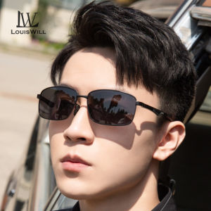 LouisWill Men Polarized Sunglasses Night Vision Sunglasses Color Change Retro Square Sunglasses UV400 Aluminum Magnesium Carbon Fiber Legs  Eyewear Ultra Light Anti Glare Glasses Outdoor Sports Driving Sunglasses