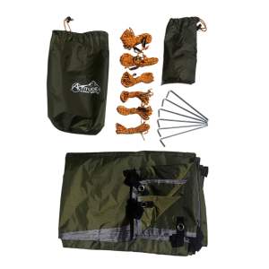 Altitude 3x3 Waterproof Camping Tarp 210T Ripstop PU Coating 3000+ Pegs and Guy Lines Waterproof Heat Taped Seam 5 Ridgeline Loops 19 Reinforced Loop Holes 1kg 7 Colours Available