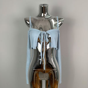 Áo Khoác Cardigan Hở Vai Tay Dài Màu Hồng Ngọt Ngào Gợi Cảm Thời Trang Thu Đông 2024 Áo Khoác Ngoài Ngắn Thời Trang Cho Nữ