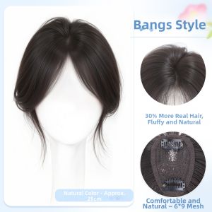 JUZITING | Natural Thin Seamless Air Bangs Hair Supplement Piece For Concealing White Hairs