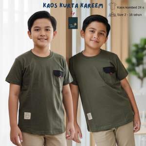 Tabina Atasan Kaos Lengan Pendek Anak Laki Laki dan Remaja Seri Kareem usia 2 hingga 16 tahun