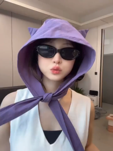 Cute Devil Ear Cat Ear Sun Hat Wide Brim UV Protection Small Face Effect Women Summer Accessories
