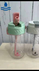 Botol Minum Infused Water Saringan Buah Sedotan Lipat 800 ml