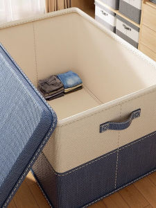 กล่องเก็บของผ้าฝ้ายขนาดใหญ่สำหรับใส่เสื้อผ้า กล่องเก็บของสำหรับใส่เสื้อผ้าในตู้เสื้อผ้าแบบพับได้หนา อุปกรณ์จัดระเบียบในครัวเรือน