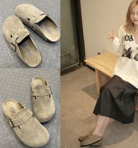 Full Leather Boken Womens Shoes Cowhide Cork Sandals Versatile Casual Outdoor Deodorizing Filter Toe Cap Slipper